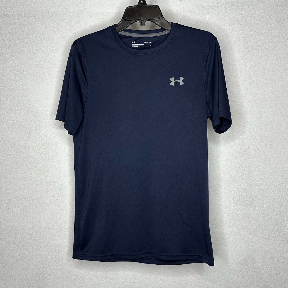 Under Armour T-Shirt Loose Short Sleeve Navy Heatgear Men's Small